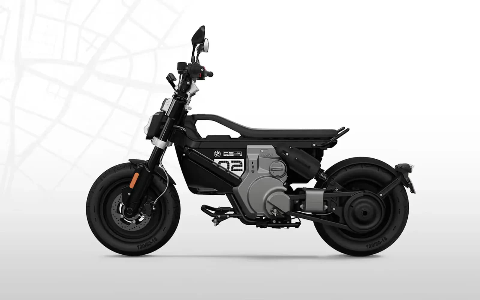 BMW CE 02 в исполнении Cosmic black 2, официальный вид сбоку