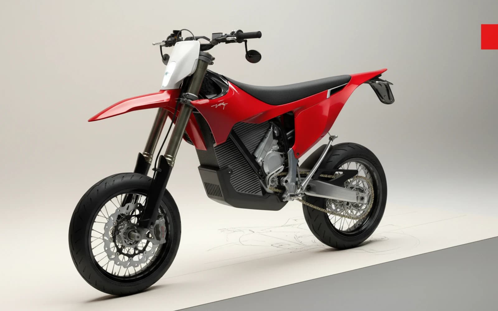 Stark VARG SM в красной дорожной supermoto-комплектации